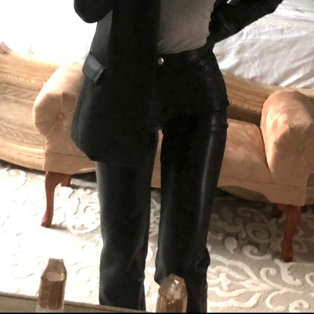 Aritzia Wilfred Melina black leather pants